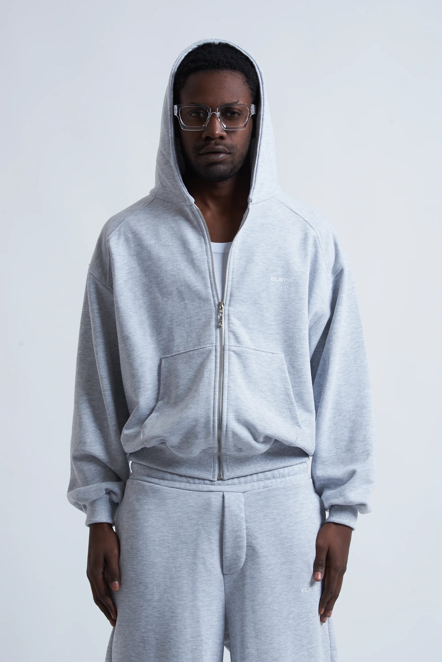 Hoodie Basic Full Zip Grey
