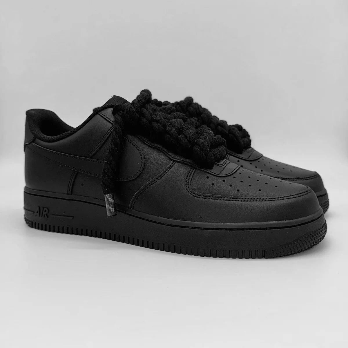 Nike Air Force 1 Black Rope Laces Custom Black