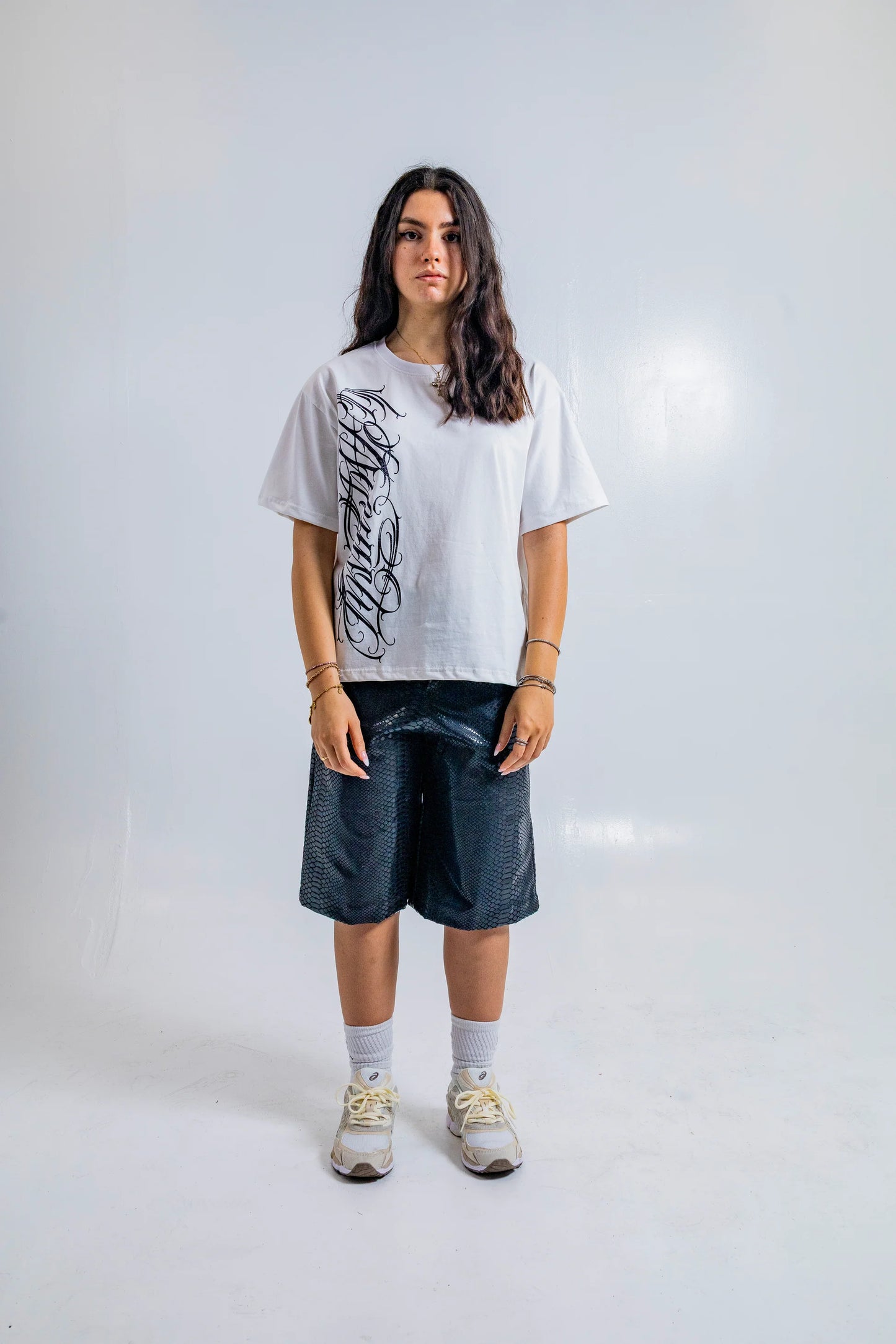Dynasty Crystal Script Tee White