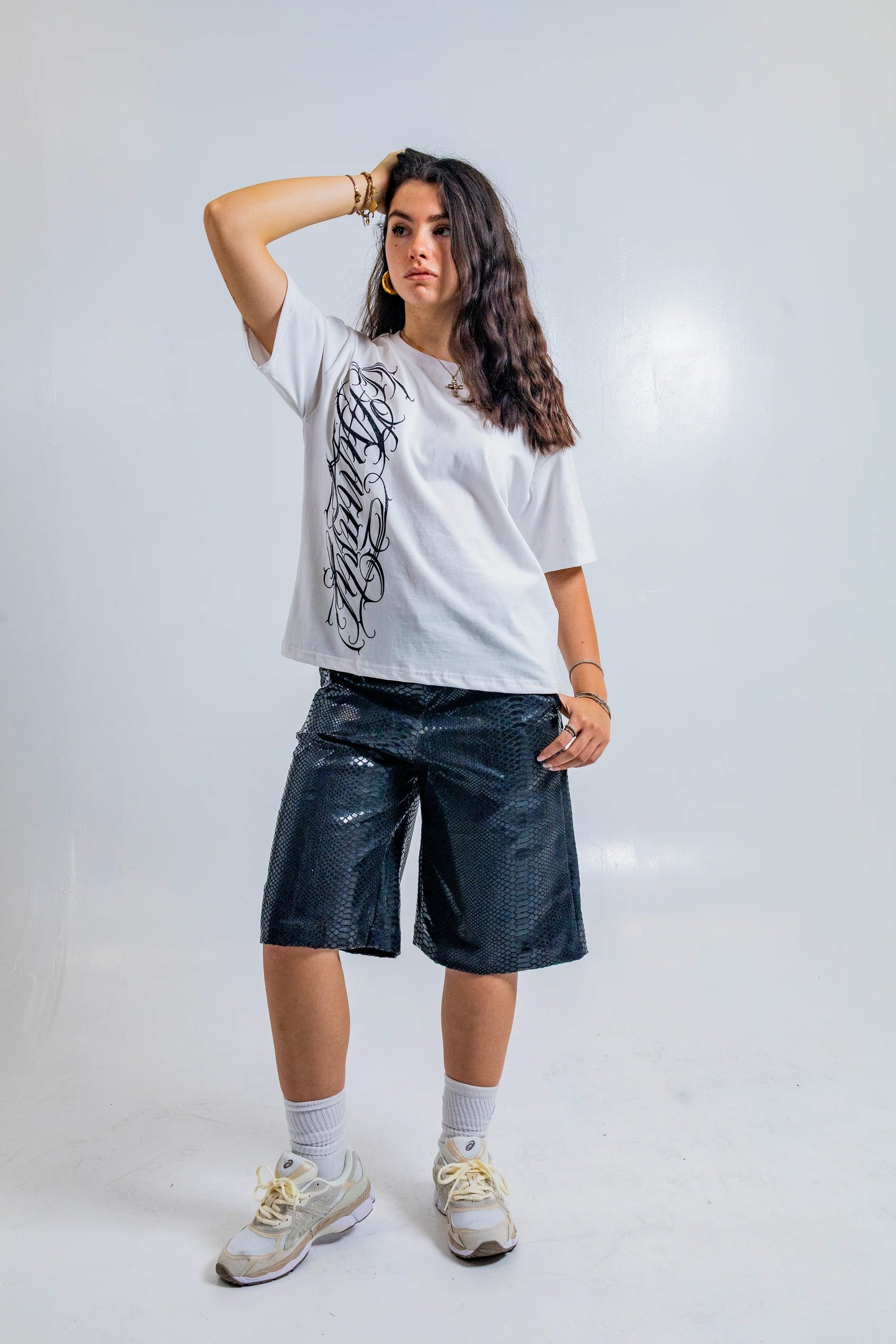 Dynasty Crystal Script Tee White