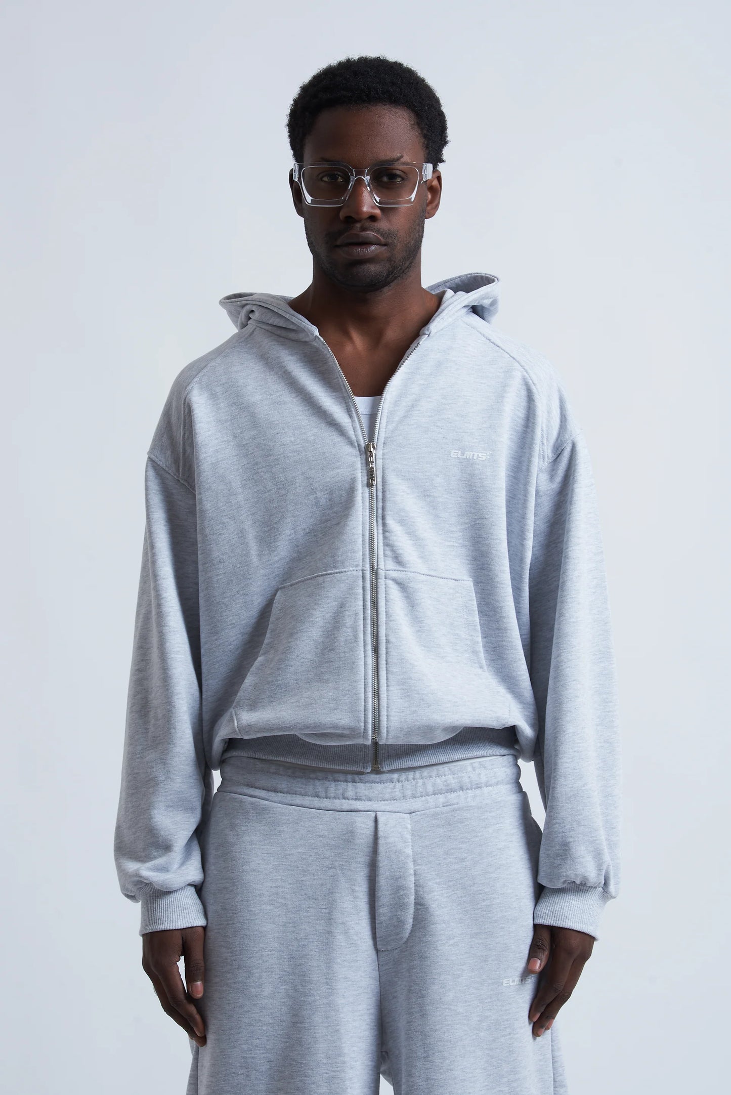 Hoodie Basic Full Zip Grey