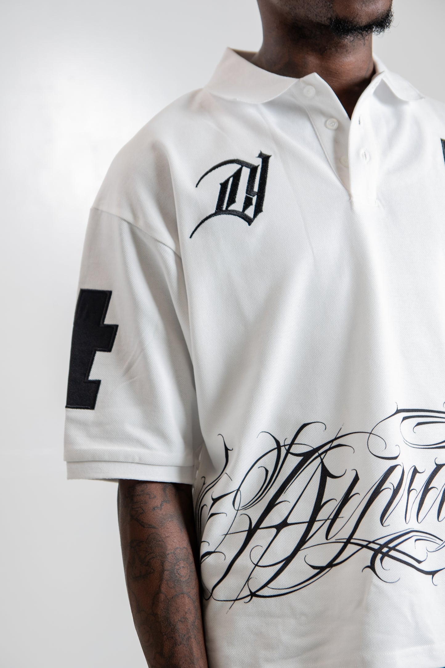Dynasty White Script Polo