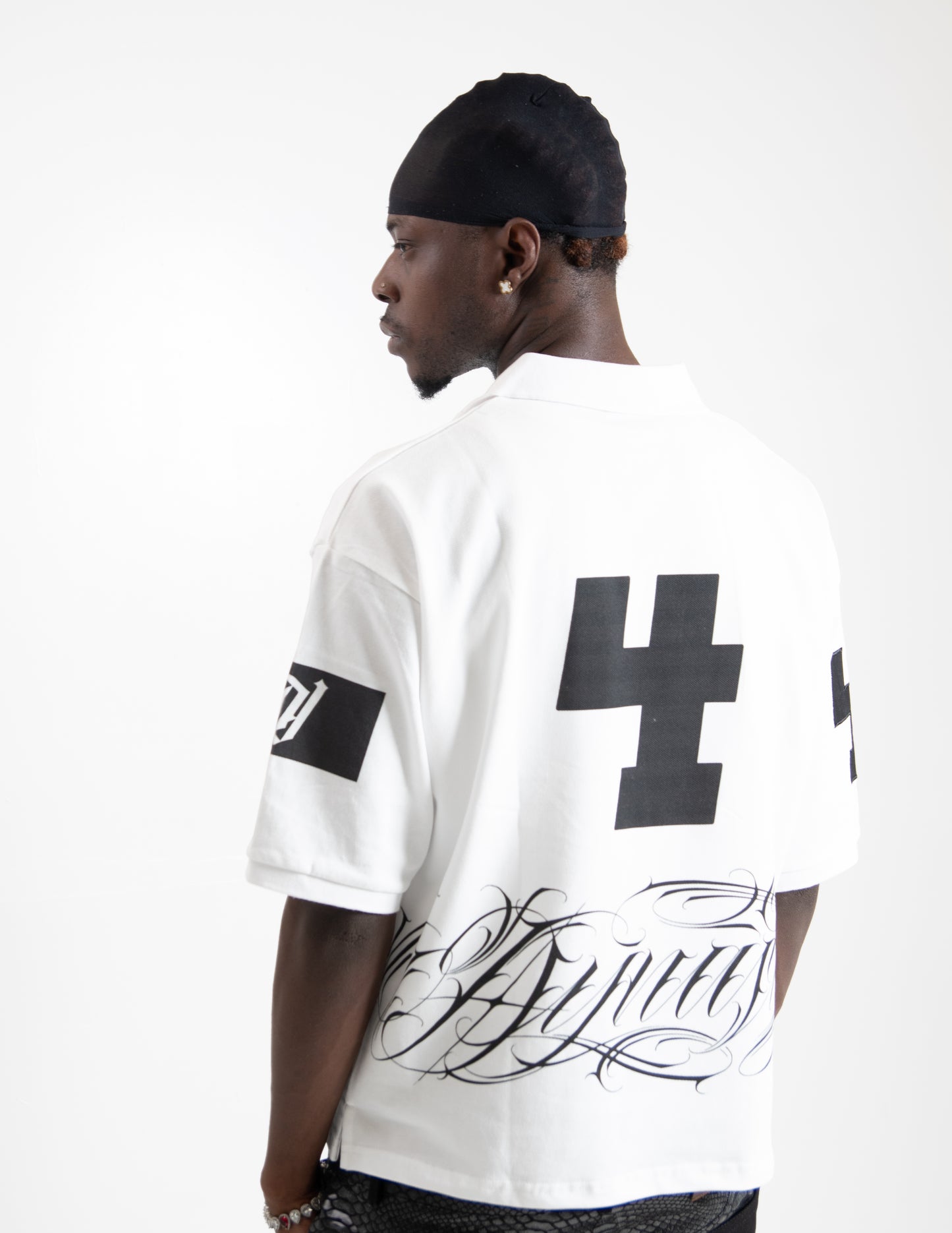 Dynasty White Script Polo