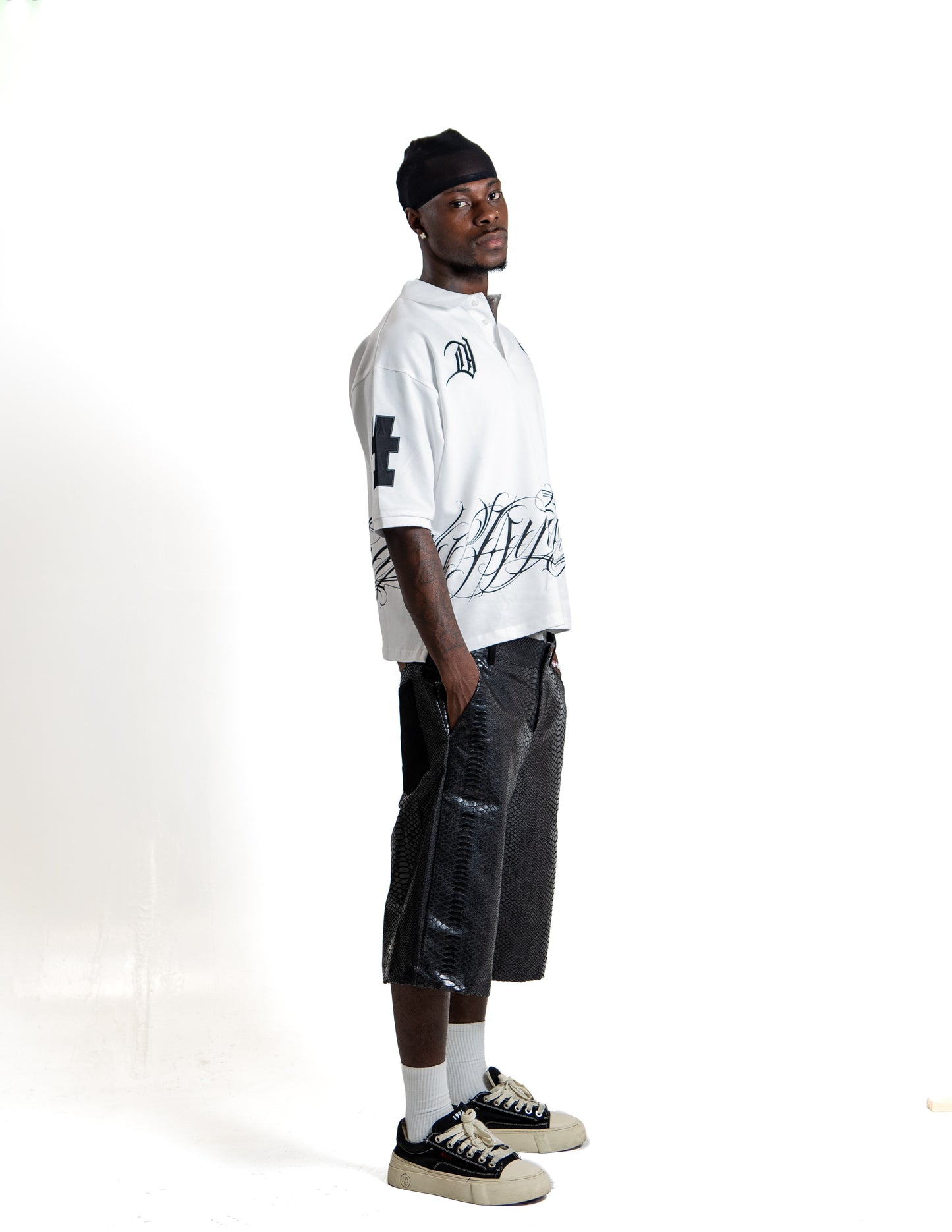 Dynasty White Script Polo