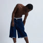 Jorts Baggy Dark Blue Fray