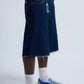 Jorts Baggy Dark Blue Fray