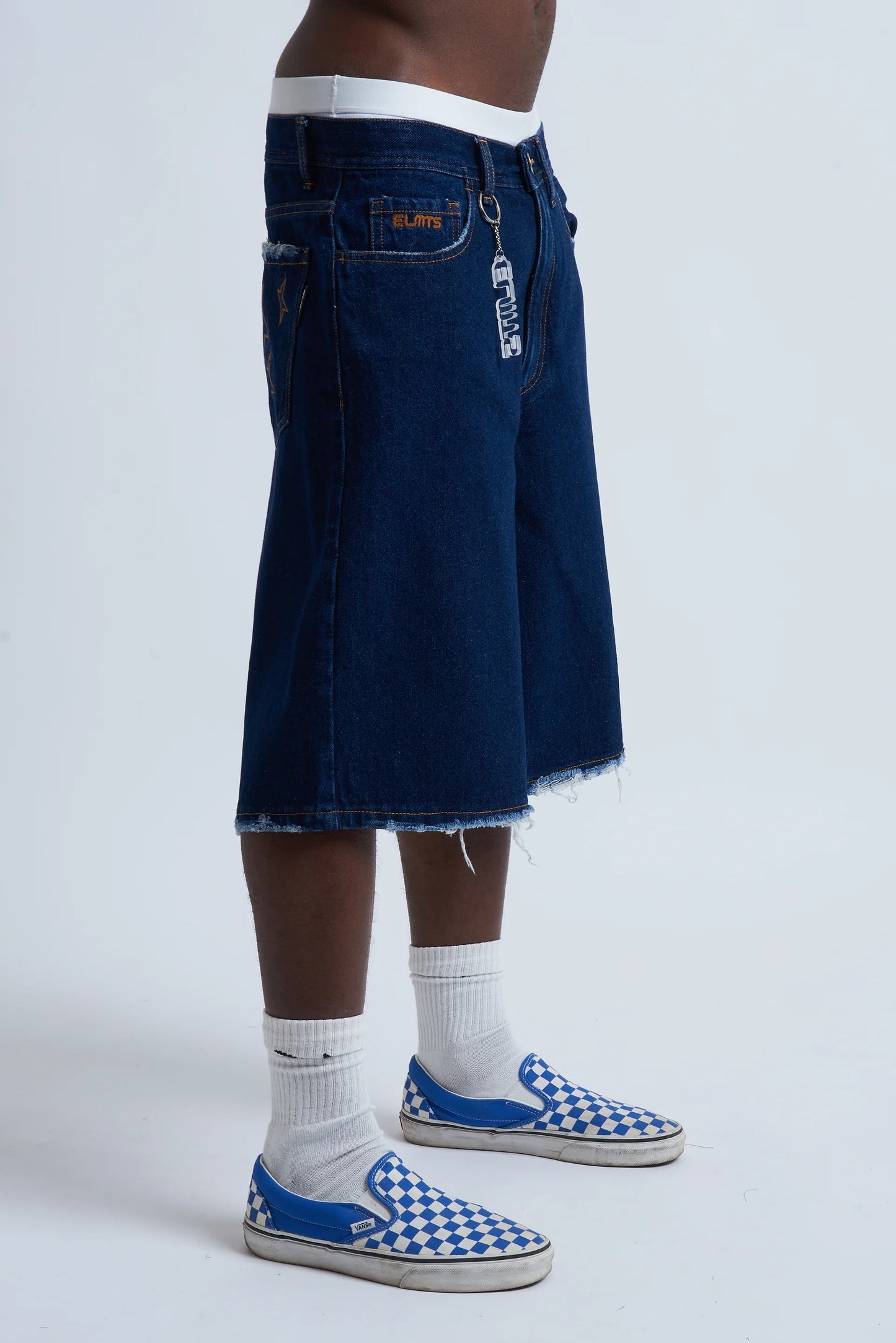 Jorts Baggy Dark Blue Fray