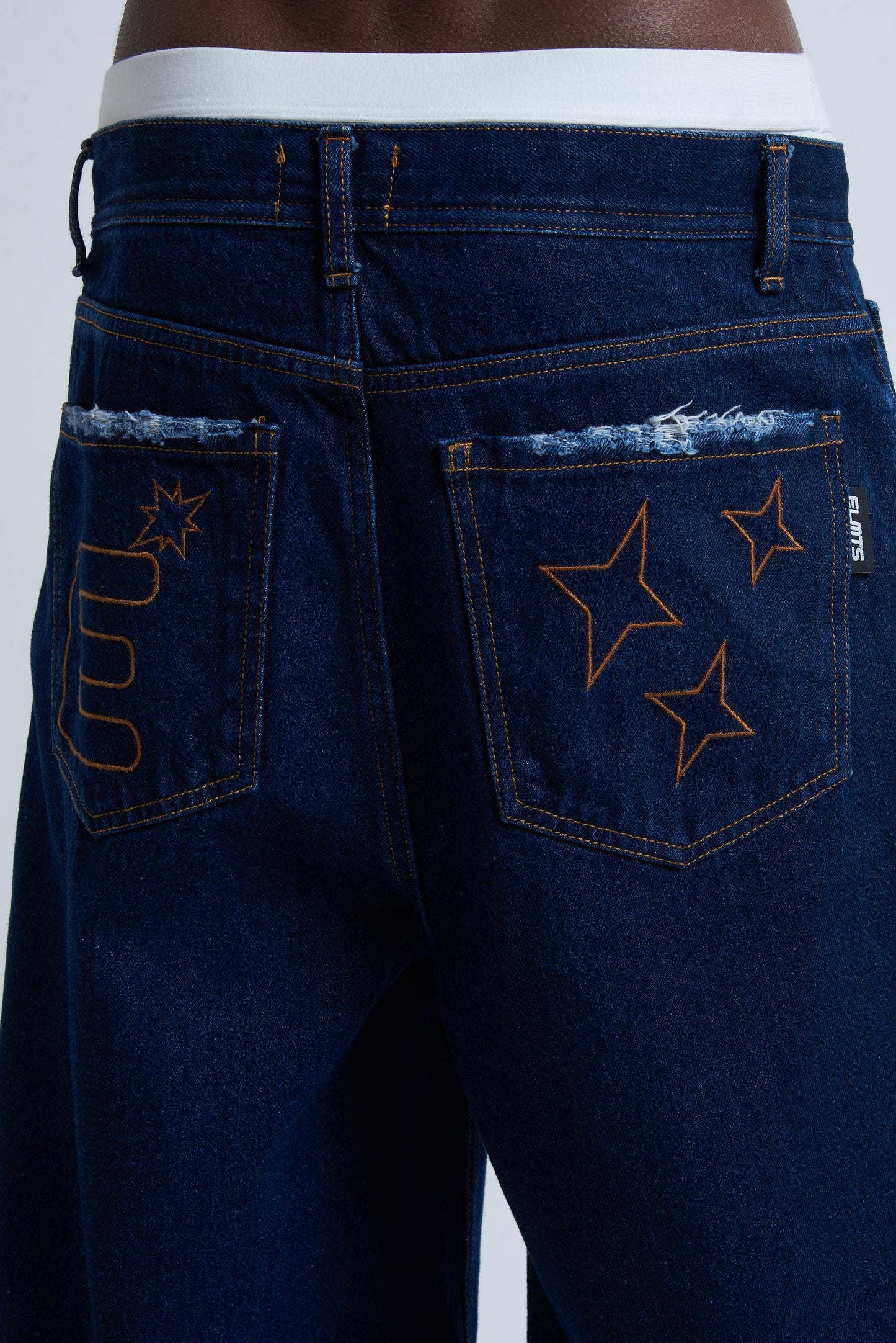 Jorts Baggy Dark Blue Fray