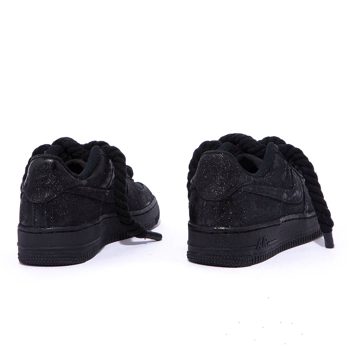 Nike Air Force 1 Glitter Nero Rope Monocromo