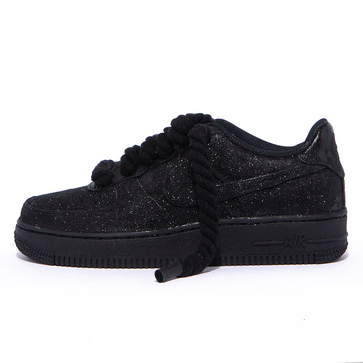 Nike Air Force 1 Glitter Nero Rope Monocromo
