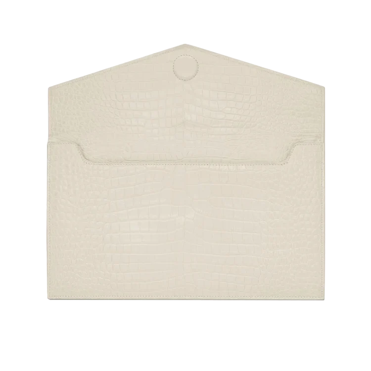 YSL Pochette Uptown Shiny Embossed Crocodile Leather