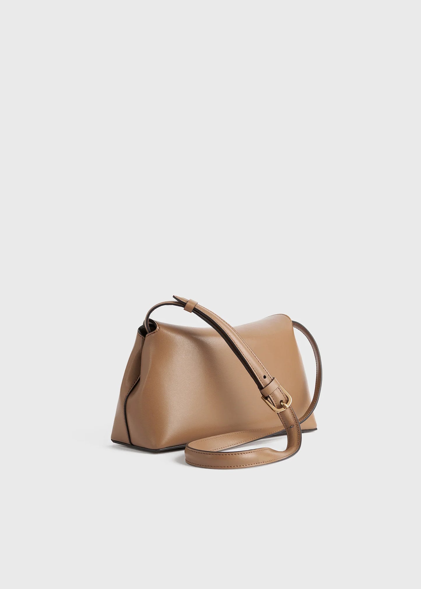Toteme T-Lock leather clutch camel