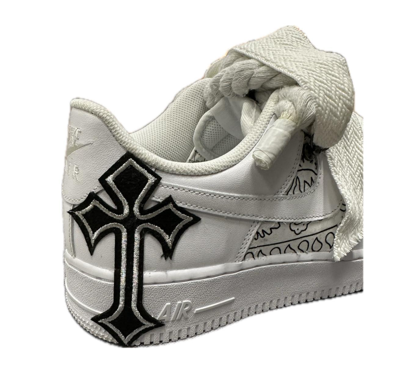 Nike Air Force 1 Double Rope Laces Custom Bandana White