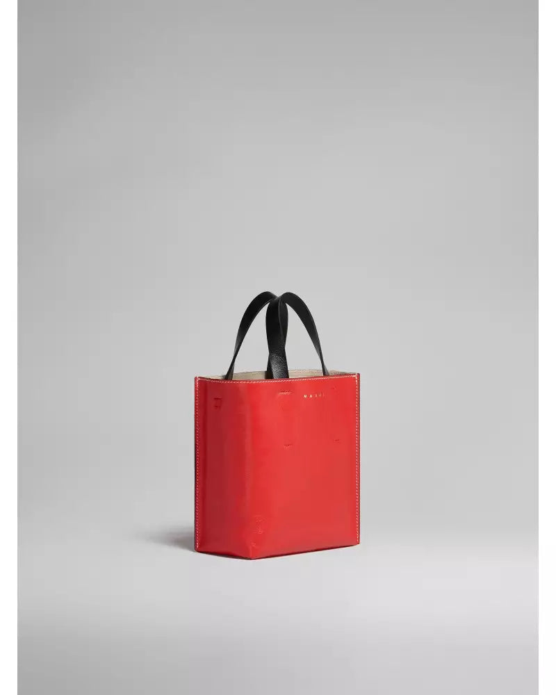 Marni Mini borsa MUSEO SOFT in pelle rossa e marrone