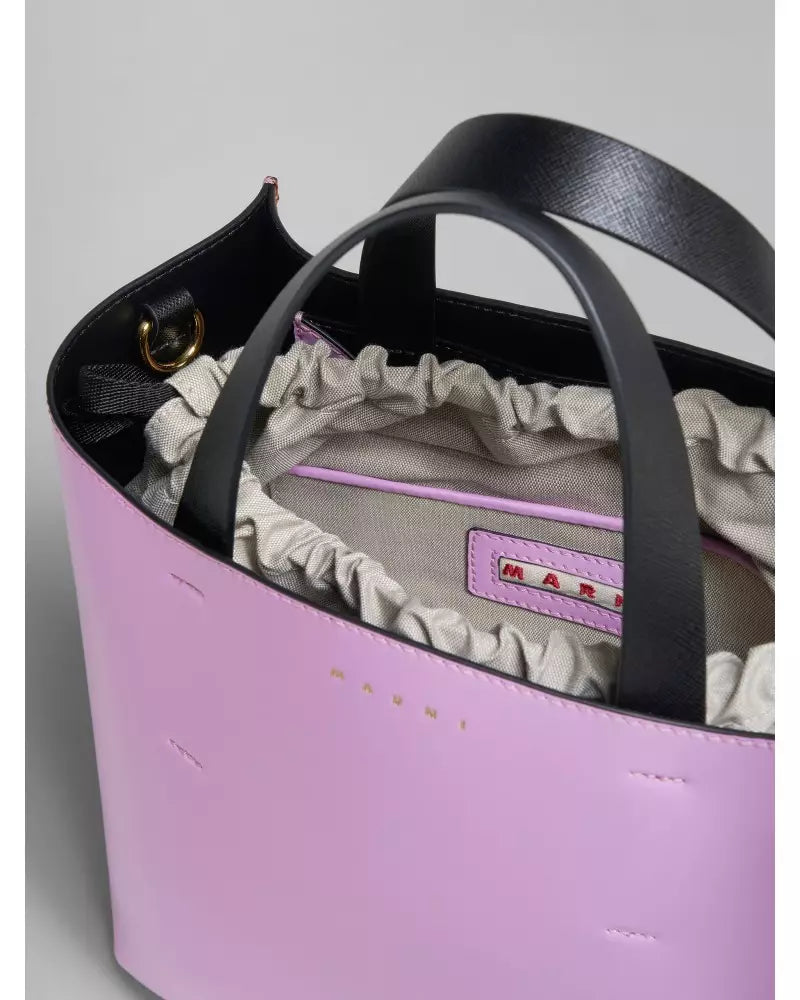 Marni Mini borsa MUSEO SOFT in pelle rosa e marrone
