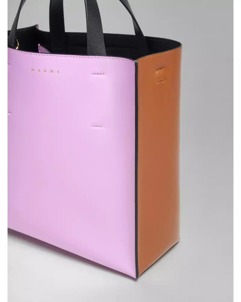 Marni Mini borsa MUSEO SOFT in pelle rosa e marrone